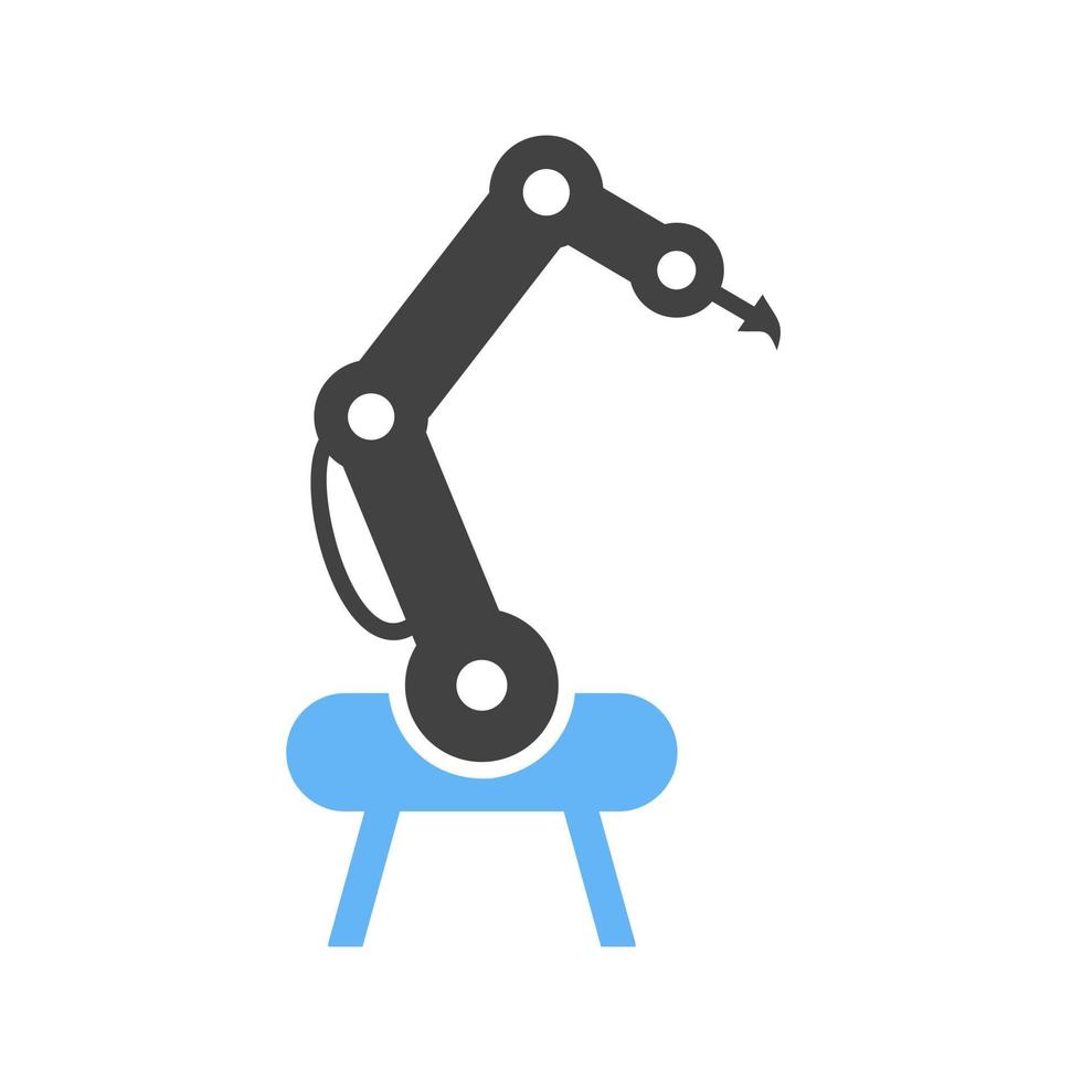 Industrial Robot II Glyph Blue and Black Icon vector