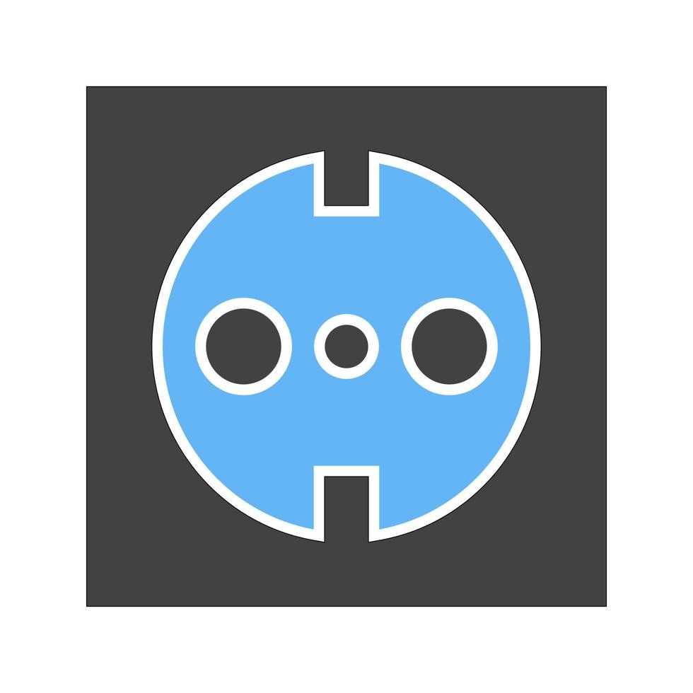 Socket Glyph Blue and Black Icon vector