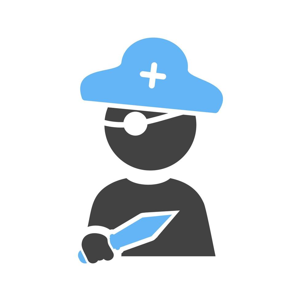 icono azul y negro de glifo de niño pirata vector