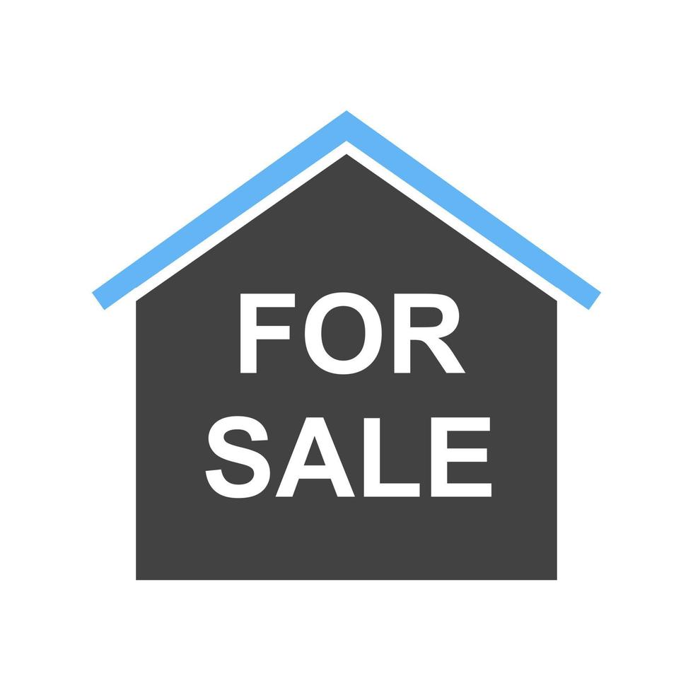 For Sale House Glyph Blue and Black Icon vector