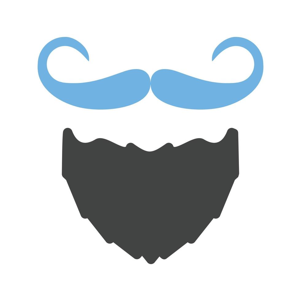 barba y bigote i glifo icono azul y negro vector