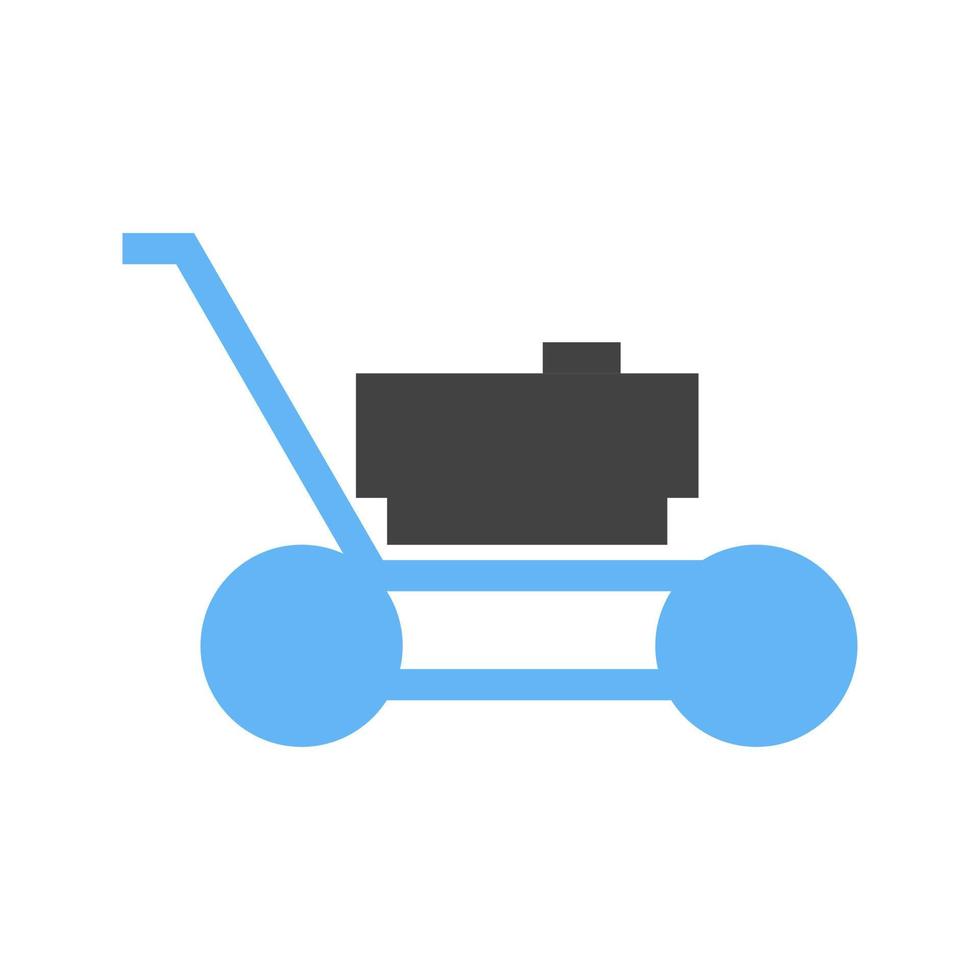 Lawn Mower Glyph Blue and Black Icon vector