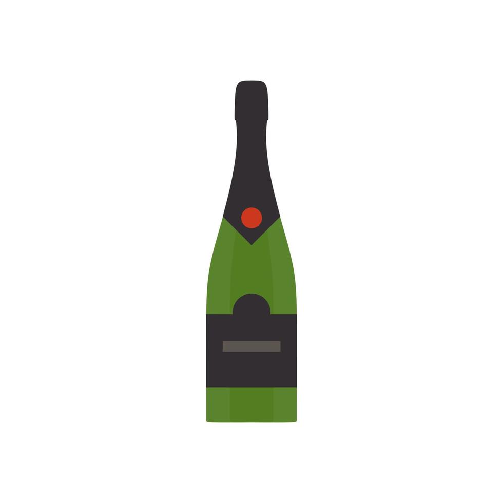 Champagne bottle green festive beverage decoration symbol vector icon. Liquid anniversary greeting glass drink