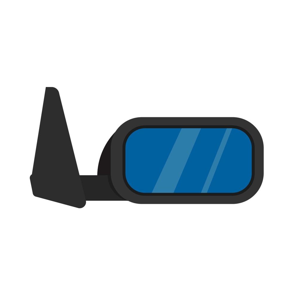 Car mirror side view vector icon. Transportation design black part vehicle equipment. Wing transport glass window rearview