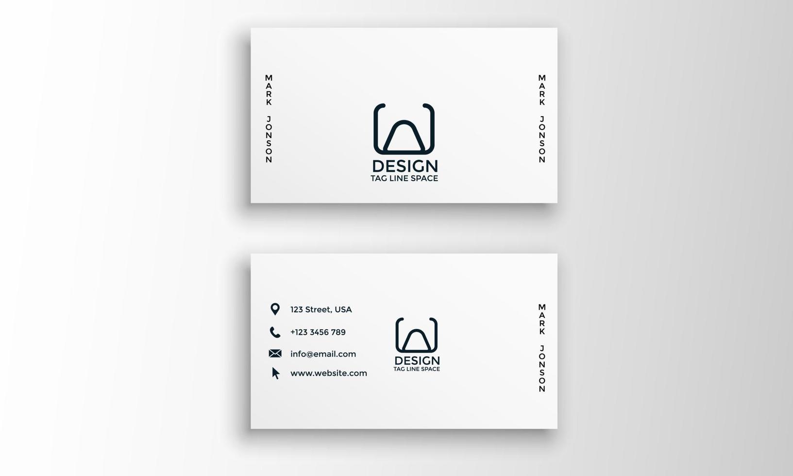 Elegant minimalism business card in white. Miniature design for business agencies template. Vector concept illustration