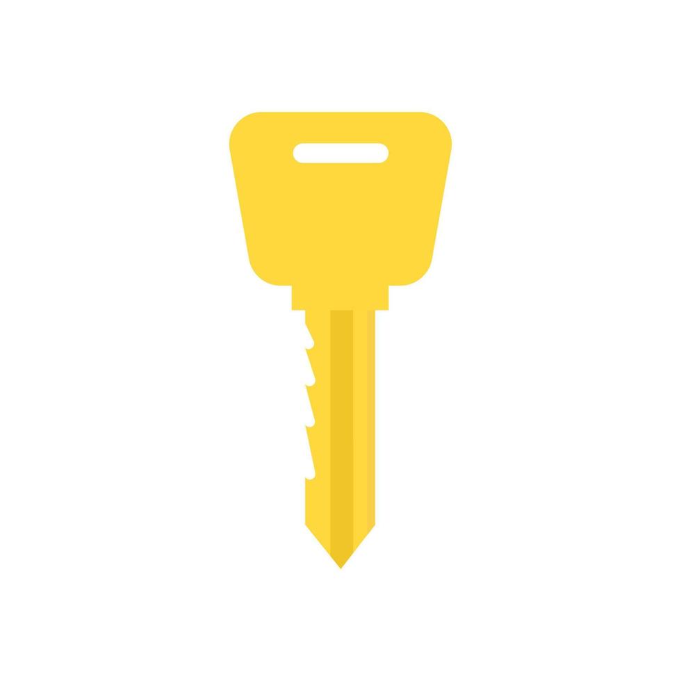 Key security vector icon door. House lock and safe home protection. Metal sign privacy secure. Gold silhouette isolated white and shape business access. Simple yellow tool for padlock and shiny sign