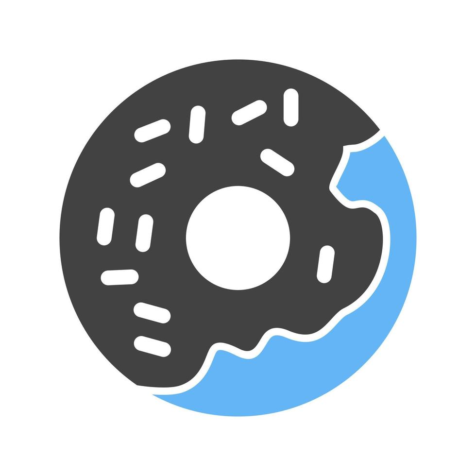 Doughnut Glyph Blue and Black Icon vector