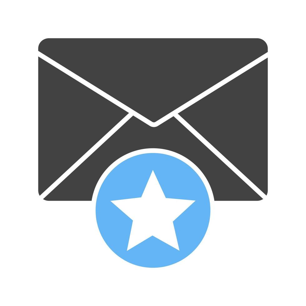 Favorite Mail Glyph Blue and Black Icon vector