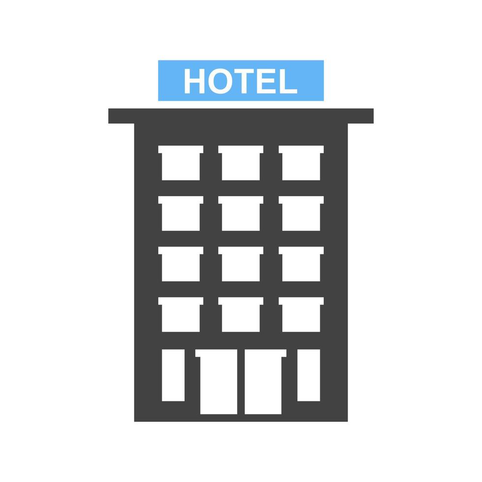 icono azul y negro del glifo del hotel vector