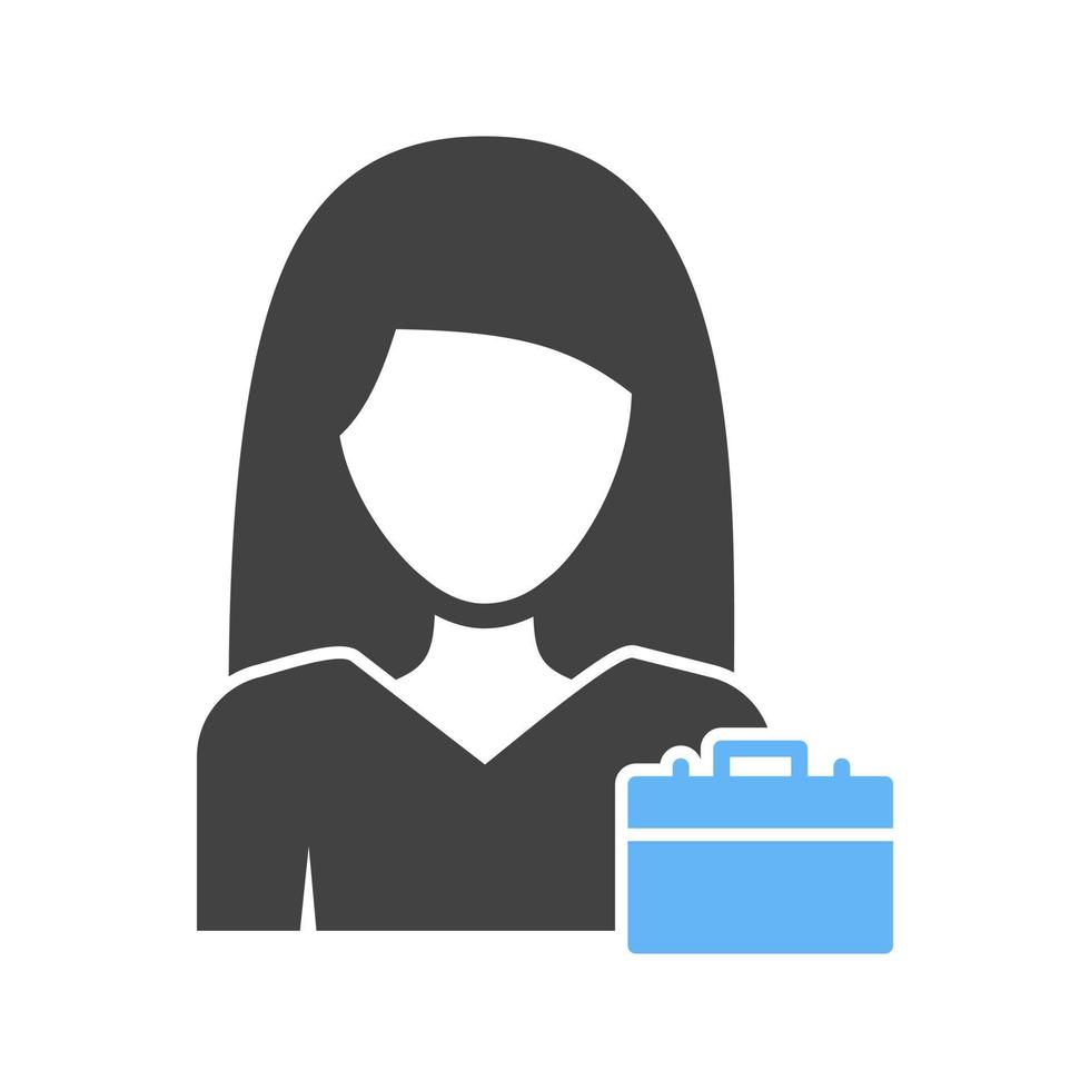 mujer de negocios glifo icono azul y negro vector