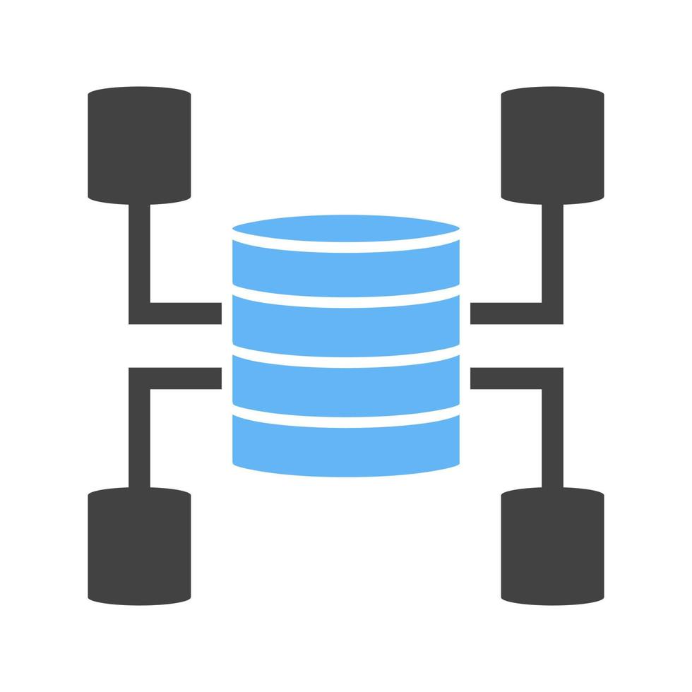 Data Warehouse Glyph Blue and Black Icon vector