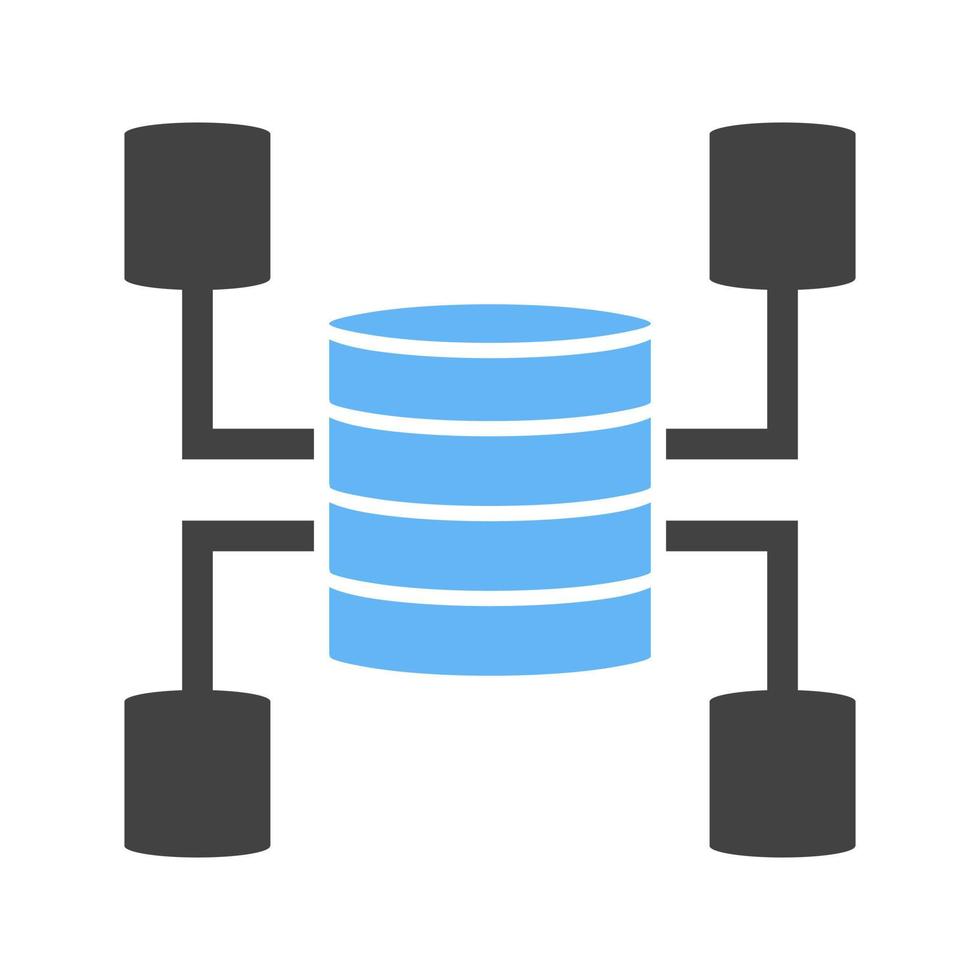 Data Warehouse Glyph Blue and Black Icon vector