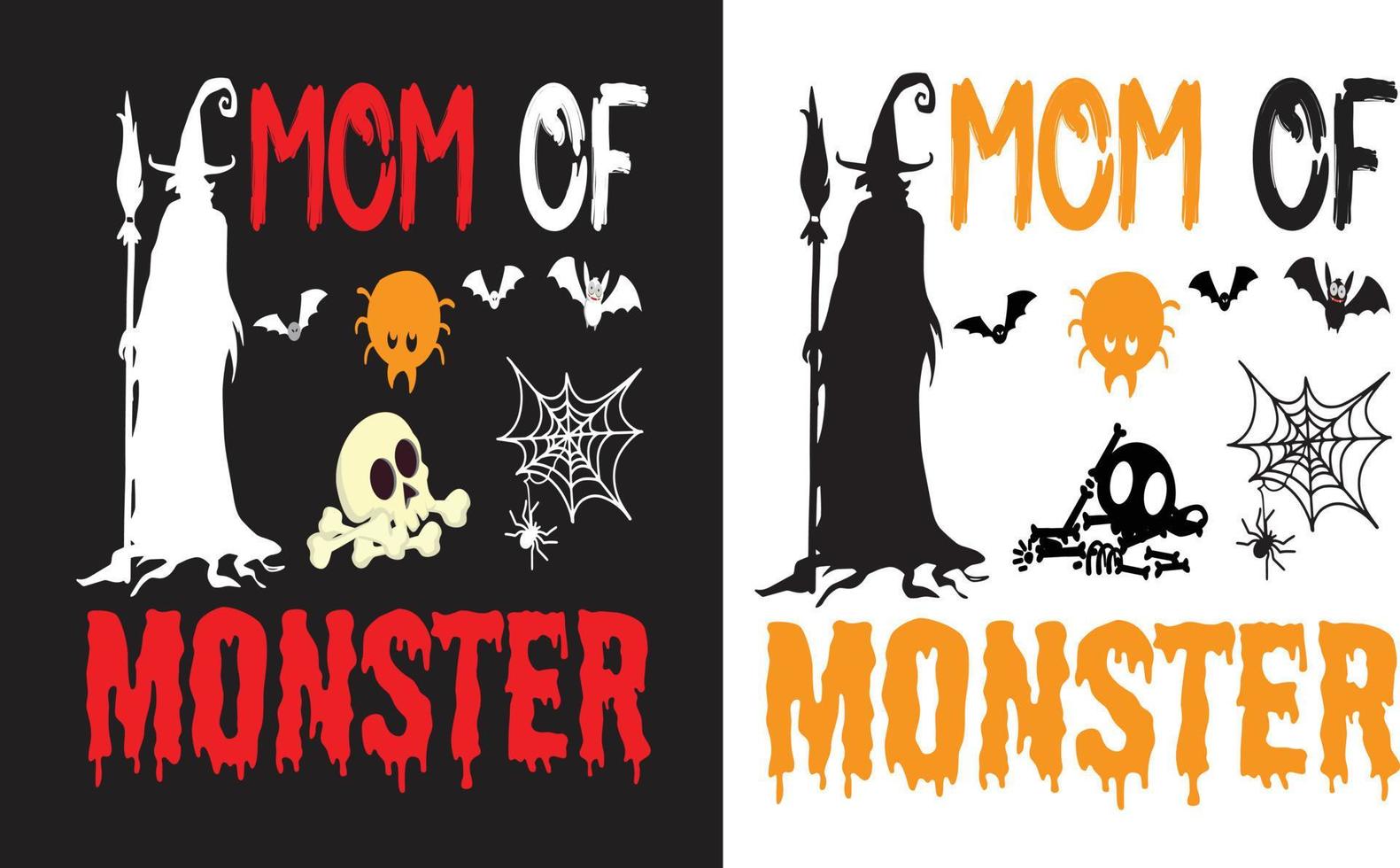 Mom Of Monster Halloween Typography T-Shirt Design vector