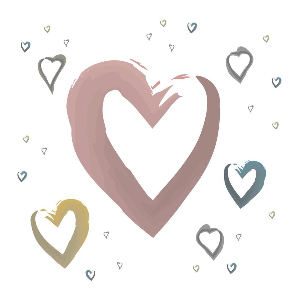 Brush-drawn hearts isolated on a white backgroundVector illustration for your graphic design vector