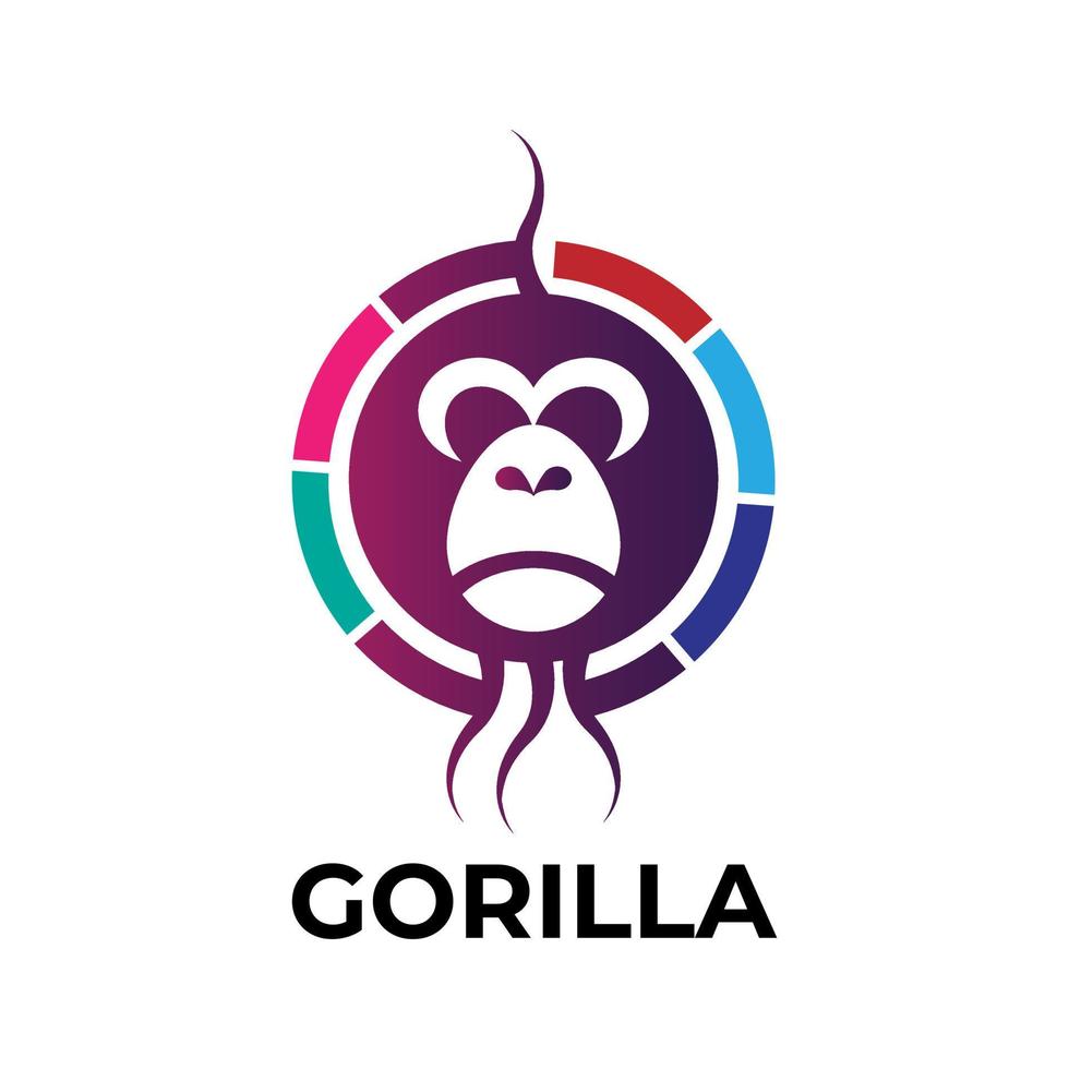 Gorilla head logo. Monkey vector template. Vector illustration for logo, symbol, and icon.