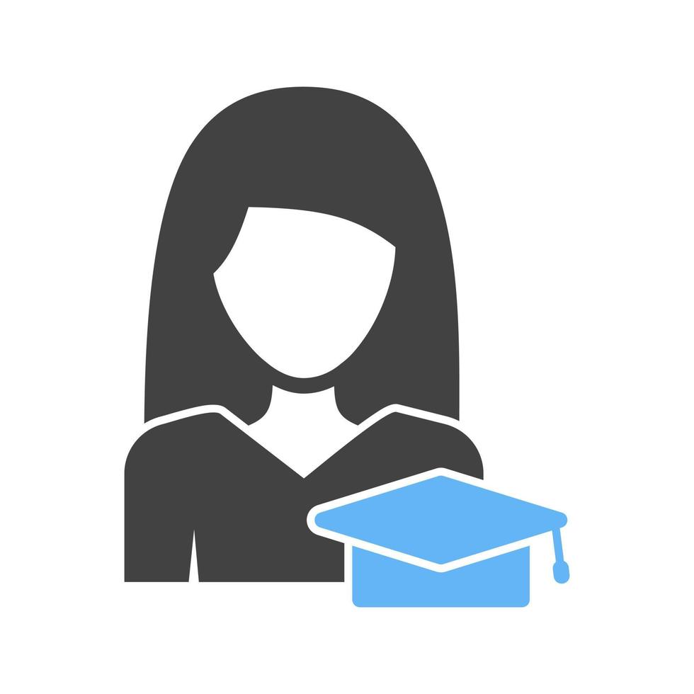 Educated Woman Glyph Blue and Black Icon vector
