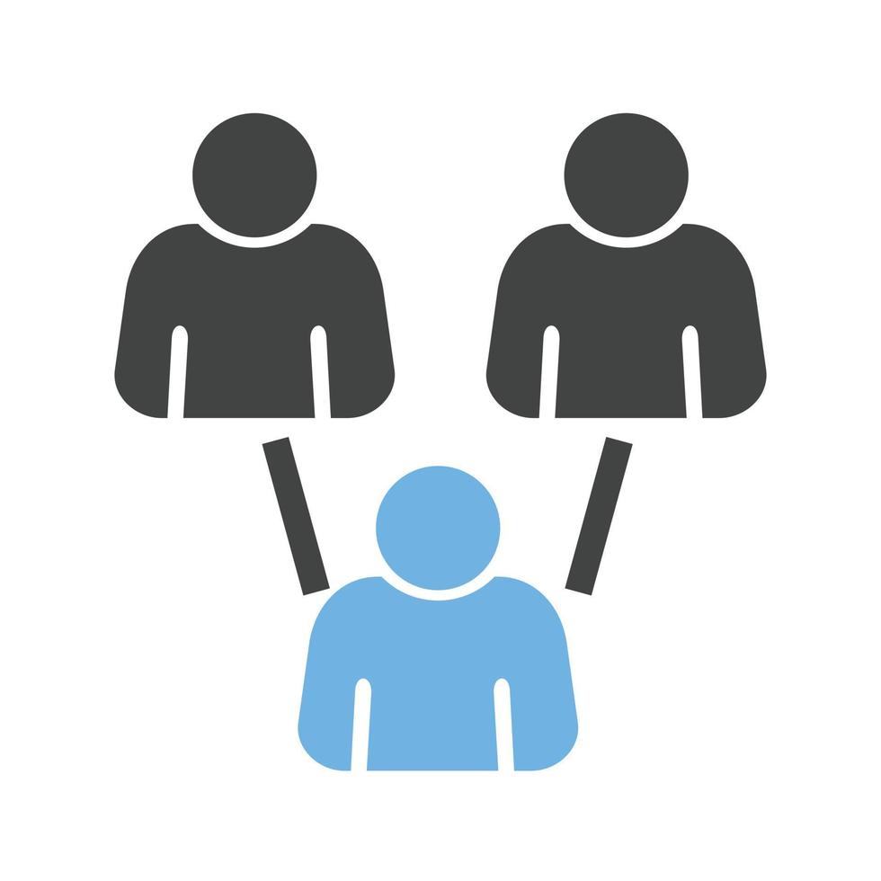 Connected Users II Glyph Blue and Black Icon vector