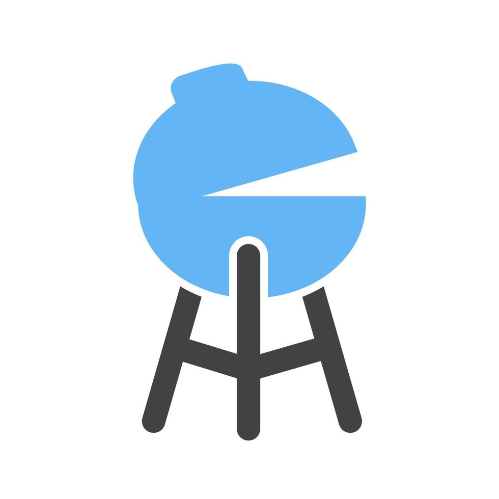 barbacoa glifo icono azul y negro vector