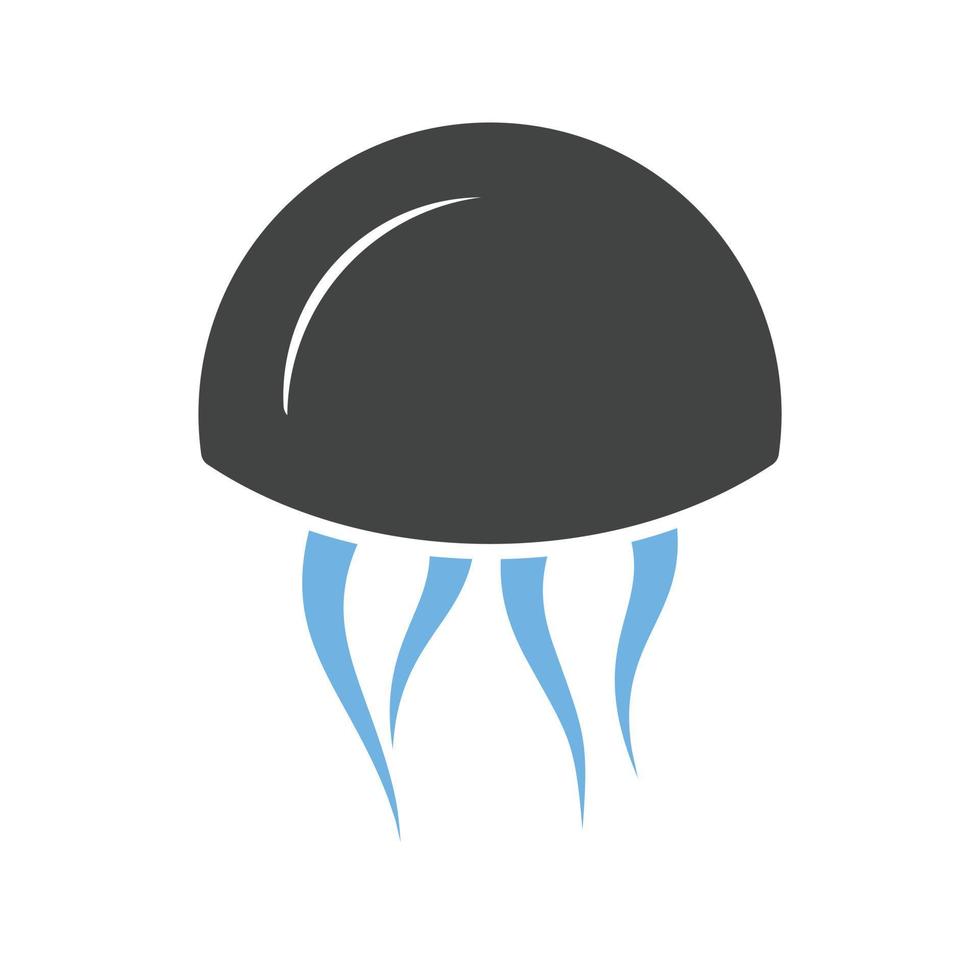 icono azul y negro del glifo de las medusas vector