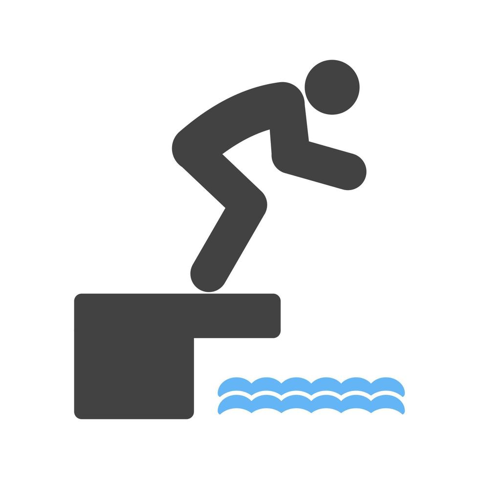 Diving I Glyph Blue and Black Icon vector