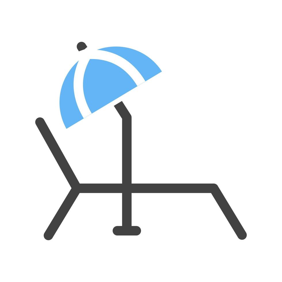 Sunbathing Chair Glyph Blue and Black Icon vector