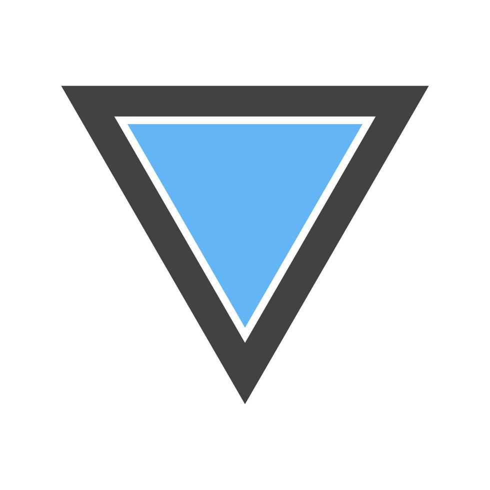 Inverted Triangle Glyph Blue and Black Icon vector