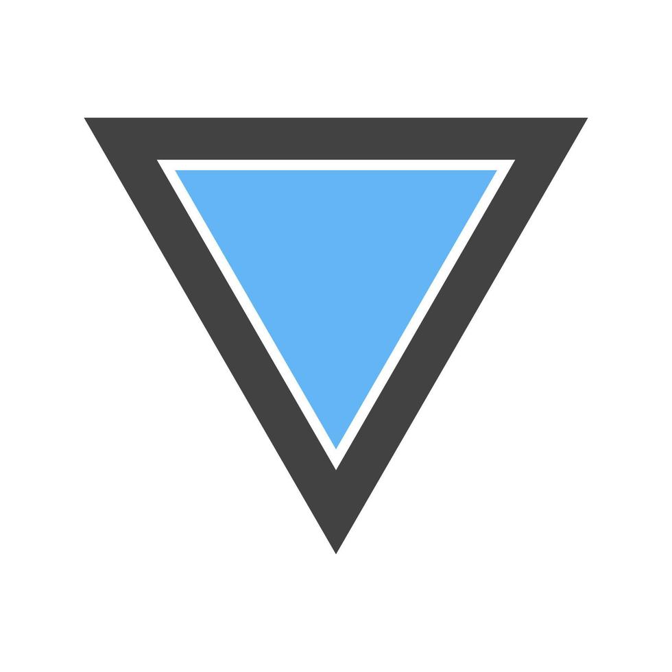 Inverted Triangle Glyph Blue and Black Icon vector