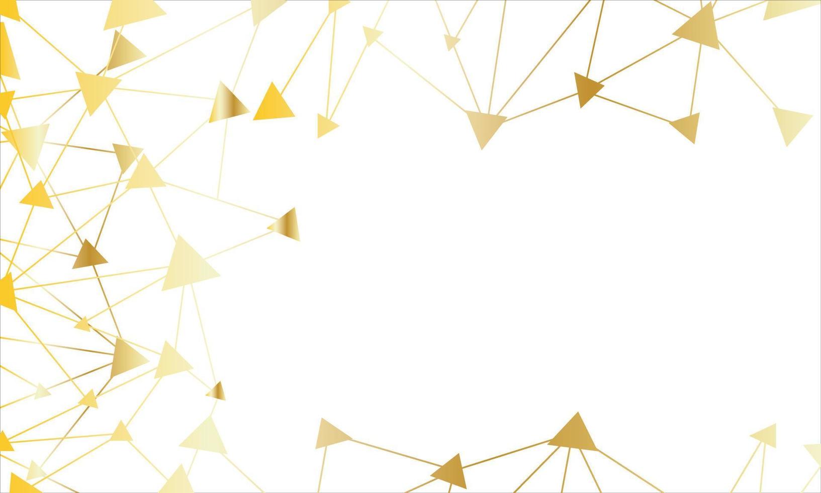 Technology concept slide for business presentation from golden triangle connection lines on white background. vector