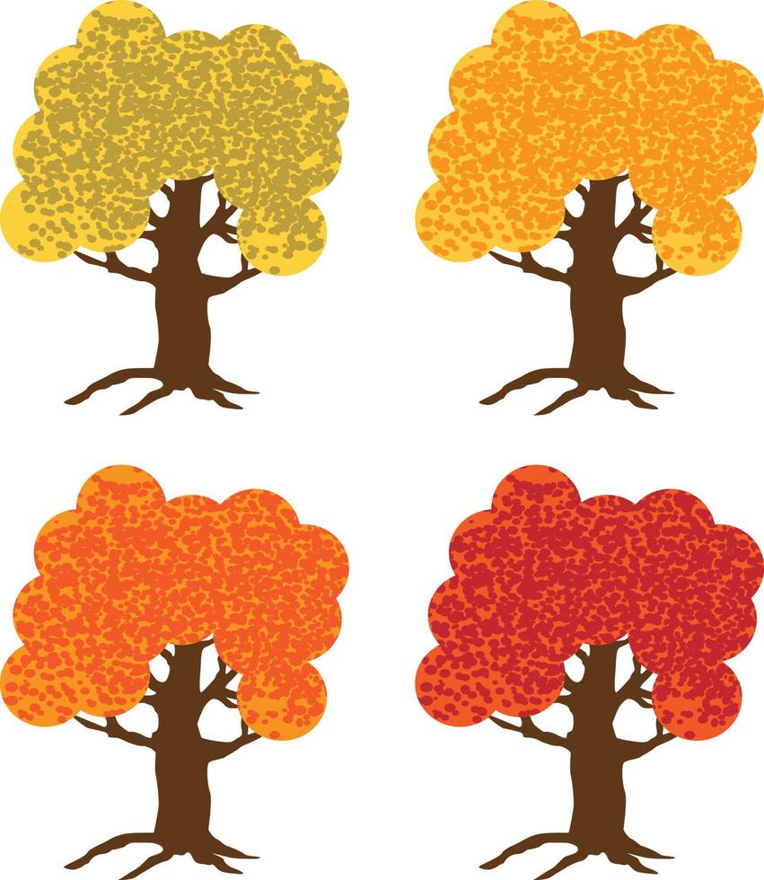 autumn trees with speckled color vector oillustrations