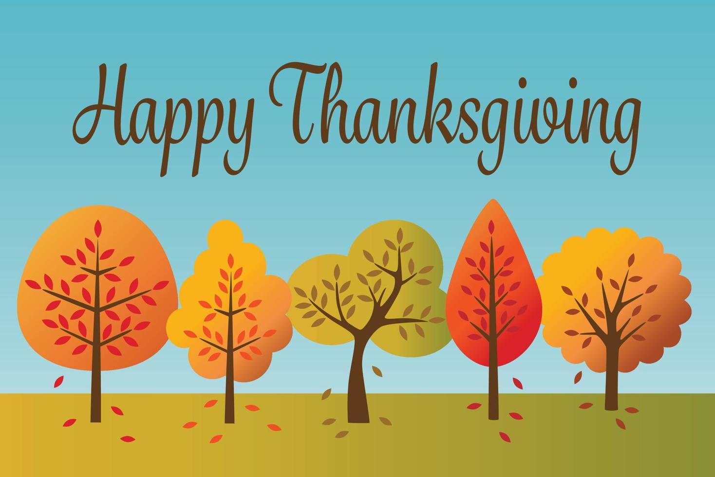 Happy Thanksgiving graphic with autumn trees vector