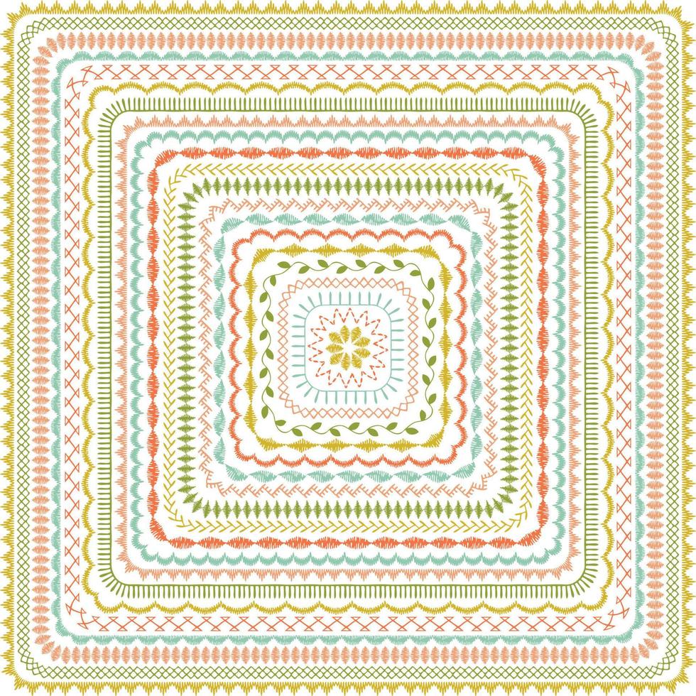 embroidery stitch concentric squares pattern vector