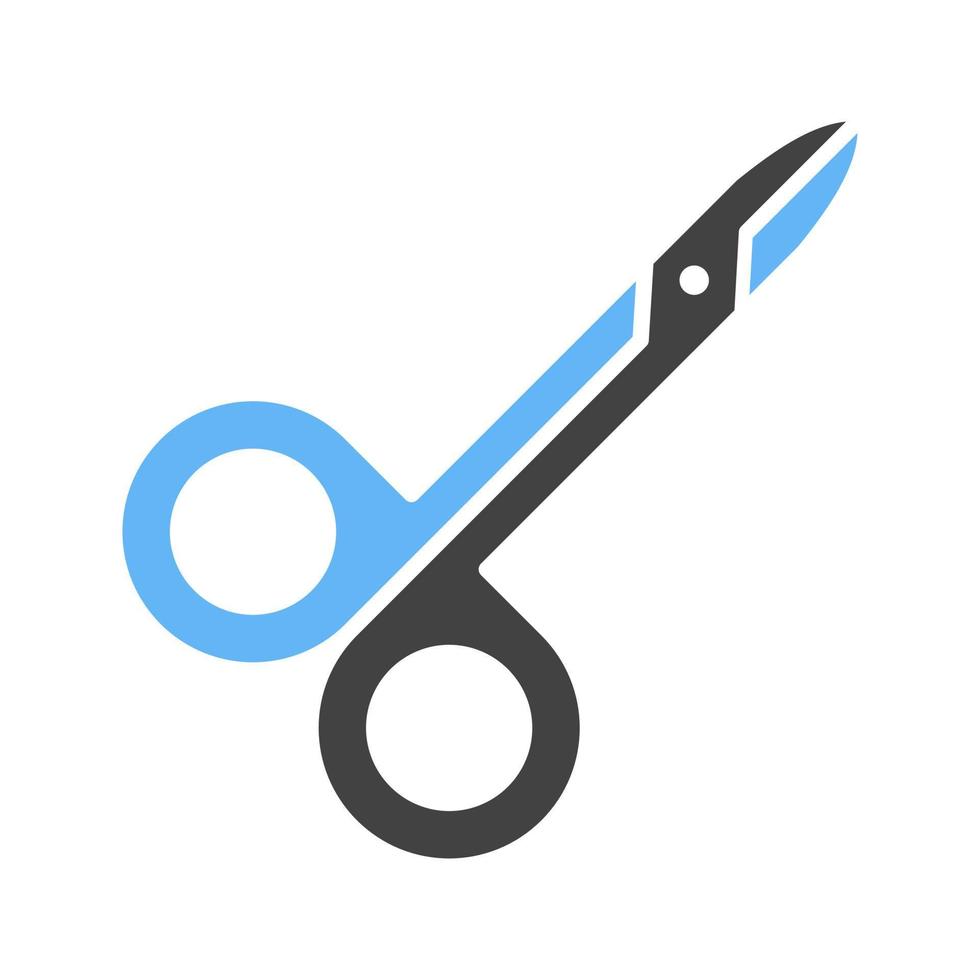 Scissor Glyph Blue and Black Icon vector