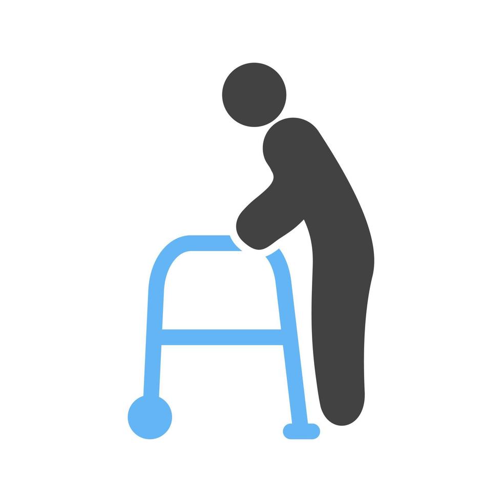 Old Man Walking Glyph Blue and Black Icon vector