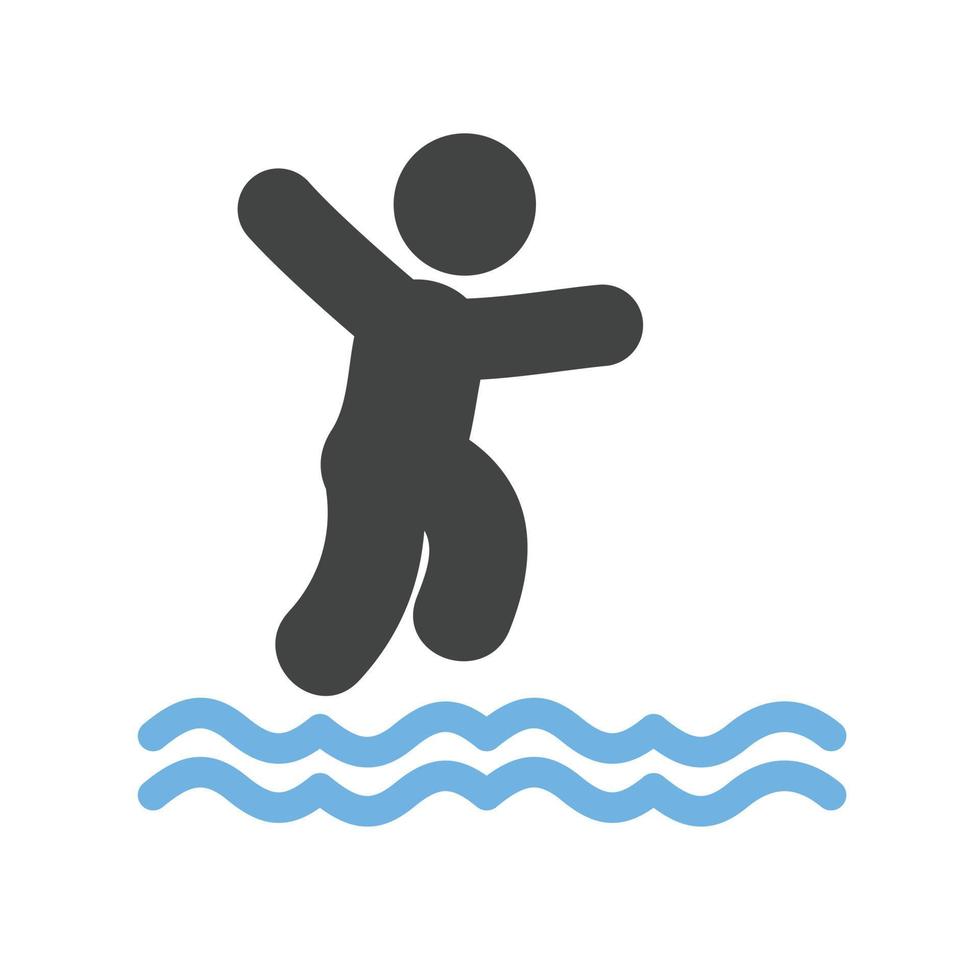 Jumping in Water Glyph Blue and Black Icon vector