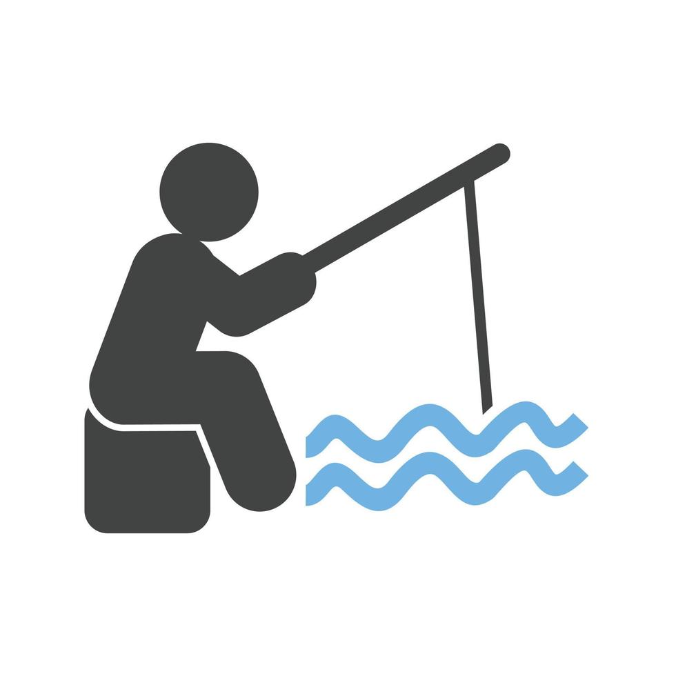 Fishing Glyph Blue and Black Icon vector