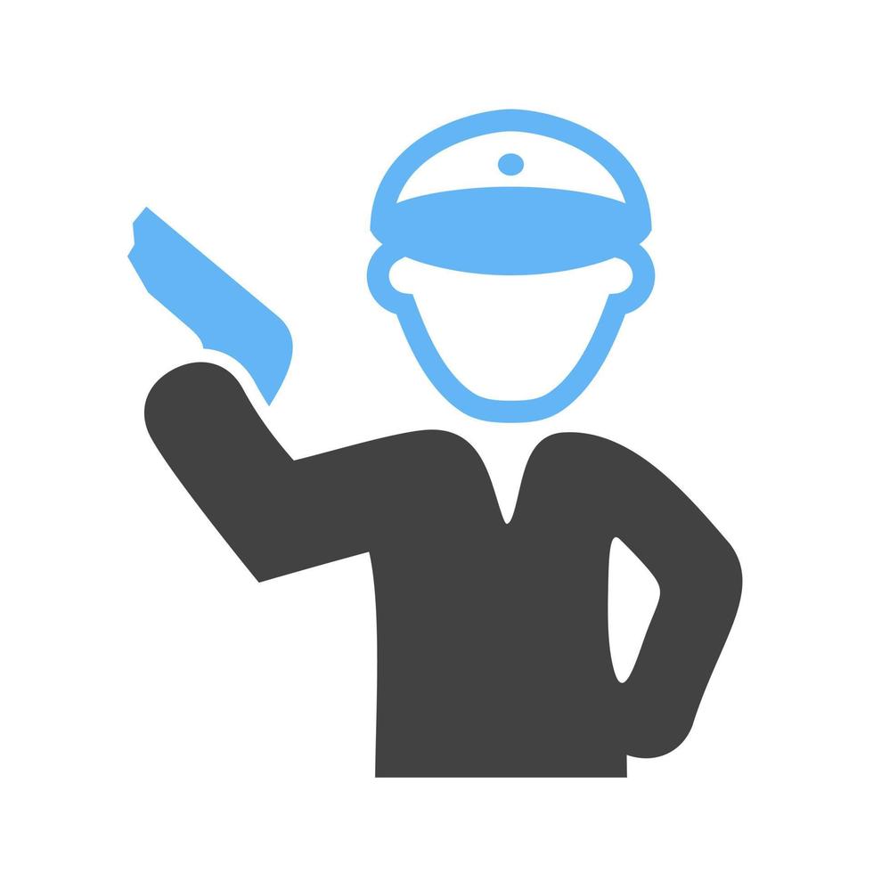 Policeman holding Gun Glyph Blue and Black Icon vector