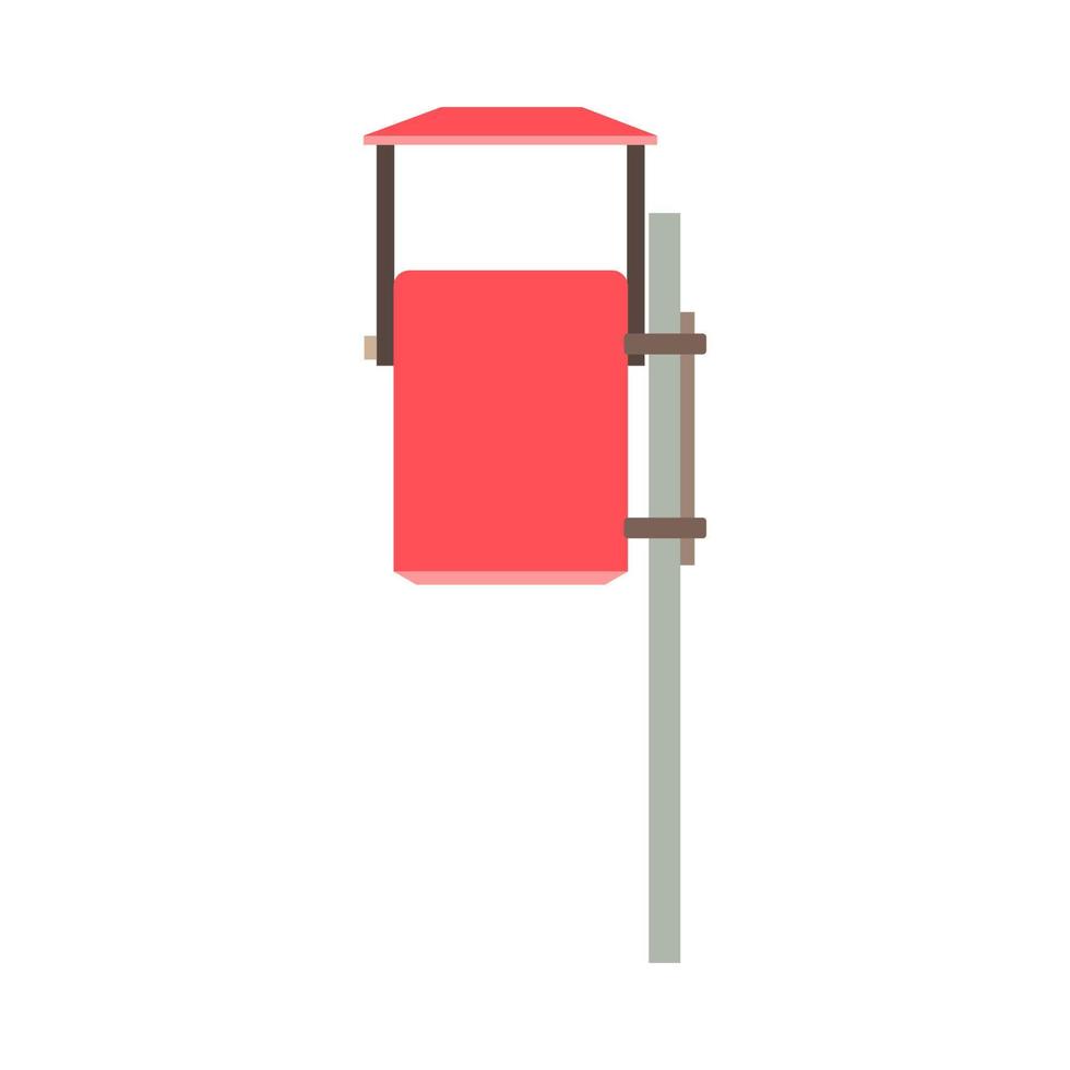 Street garbage trash can red environmental reuse outdoor object. Industry waste bin vector icon recycle