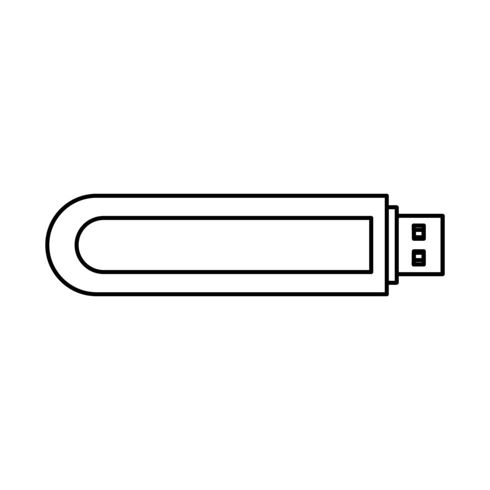 USB flash vector illustration icon outline and technology memory drive line. Computer storage datum thin electronic device and transfer information isolated white. Portable file disc equipment backup