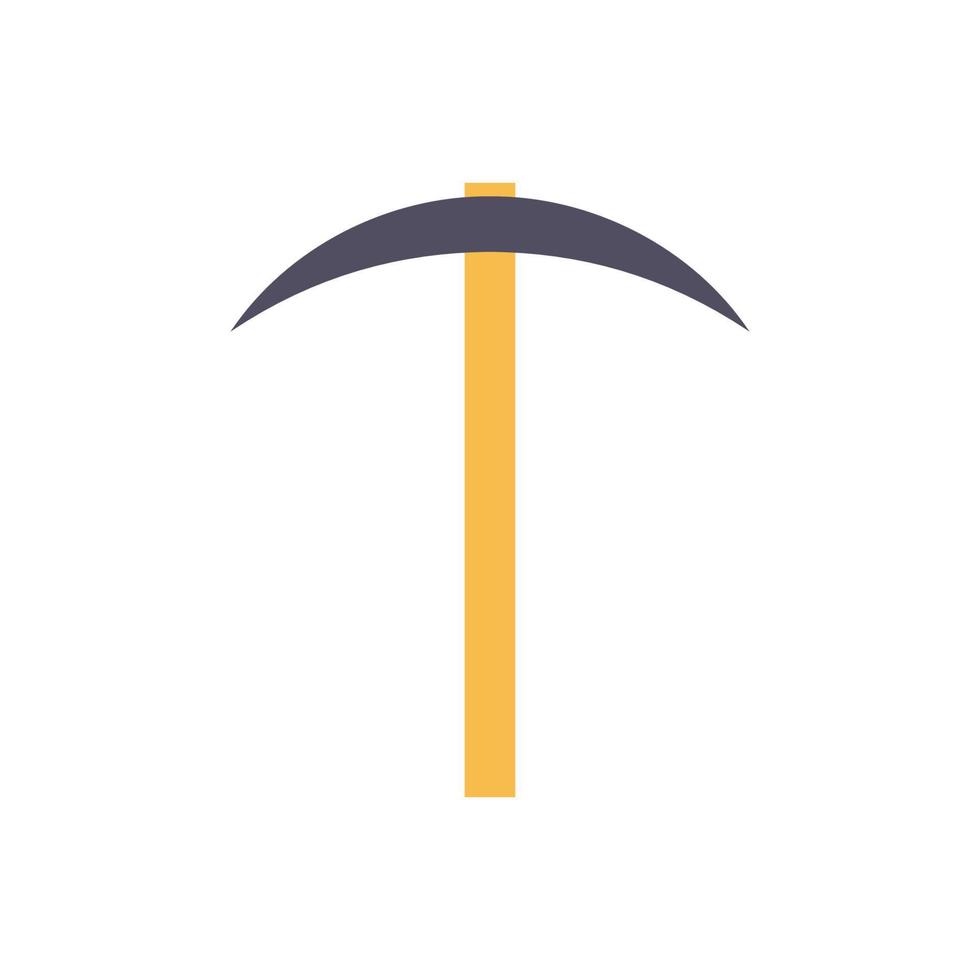 Pick tool vector icon and illustration industry symbol equipment. Work construction axe flat and handle object industrial. Element simple miner and dig pickax rock. Isolated heavy mine hardware shape