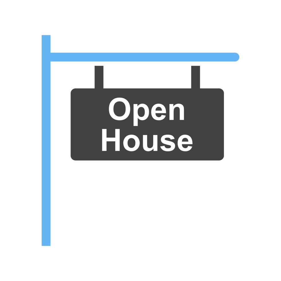Open House Sign Glyph Blue and Black Icon vector