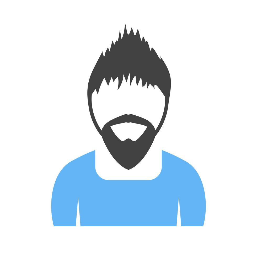 Man in Punk Hairstyle Glyph Blue and Black Icon vector