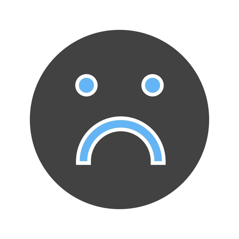 Sad Glyph Blue and Black Icon vector