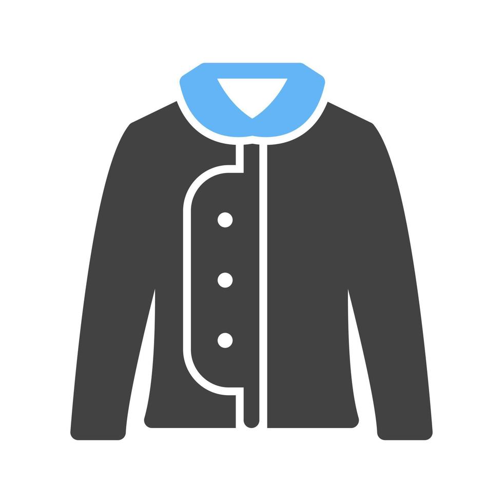 chaqueta cálida glifo icono azul y negro vector