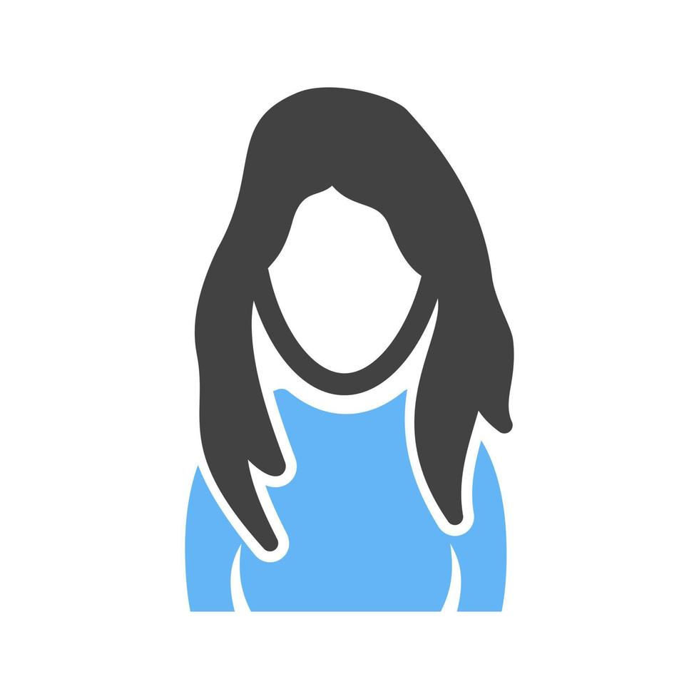 Girl with Long Hair Glyph Blue and Black Icon vector