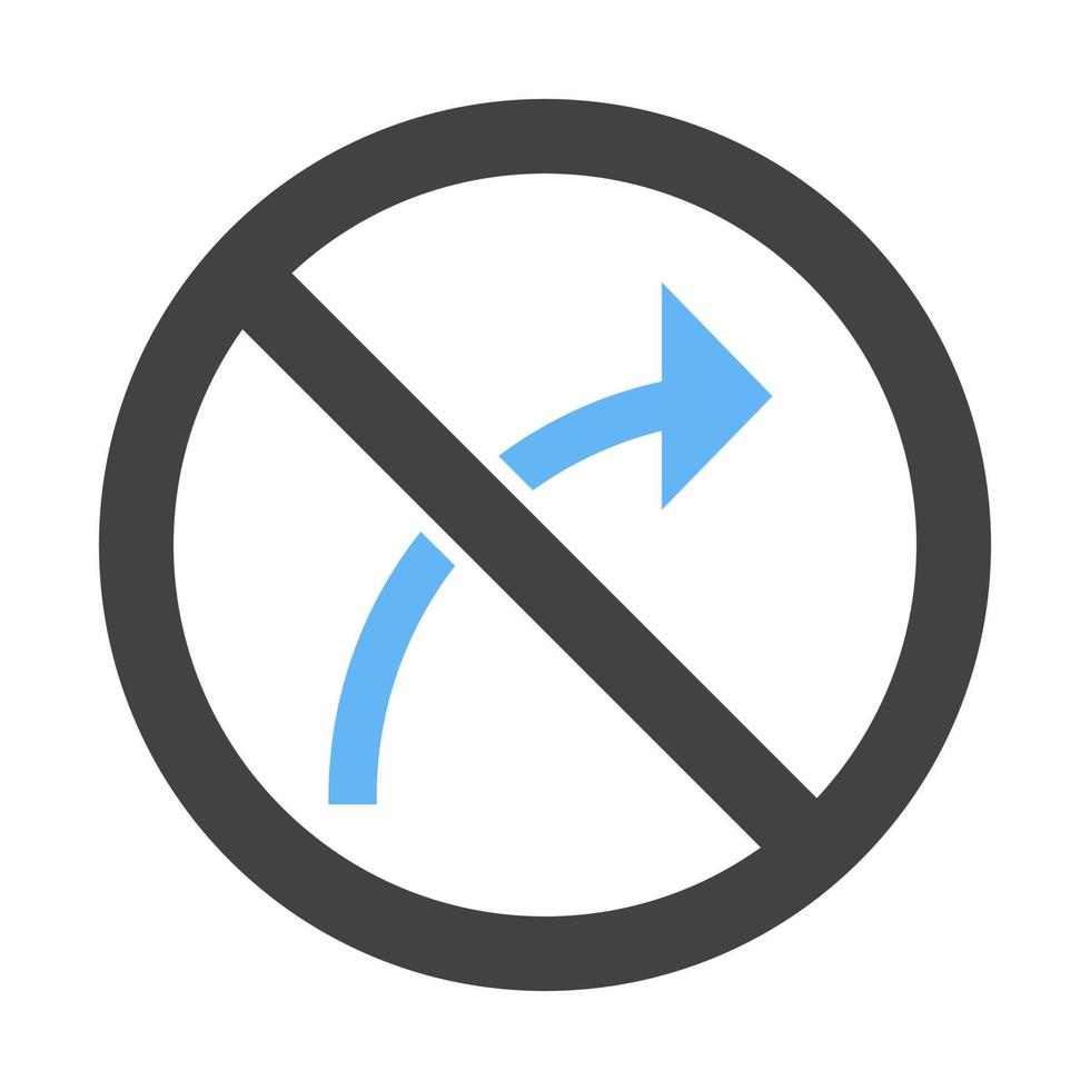 No right turn Glyph Blue and Black Icon vector