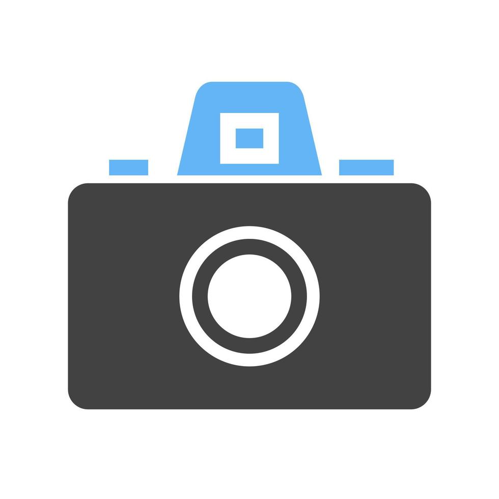 Camera Enhance Glyph Blue and Black Icon vector