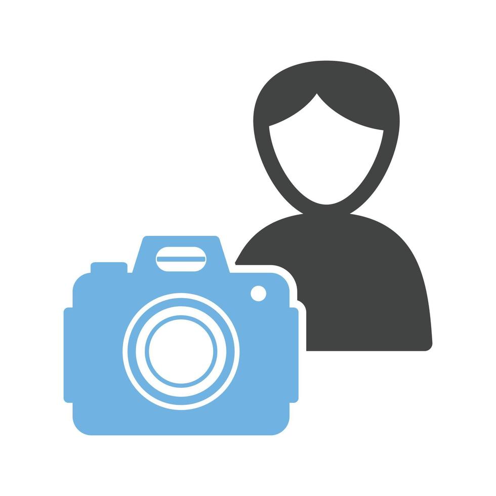 fotógrafo ii glifo icono azul y negro vector