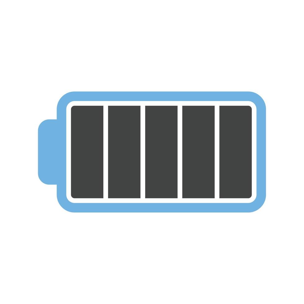Full Battery Glyph Blue and Black Icon vector