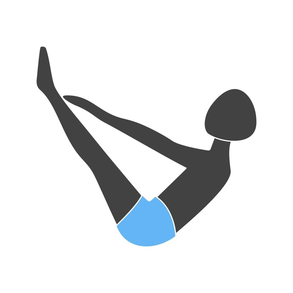 Both Toes Pose Glyph Blue and Black Icon vector
