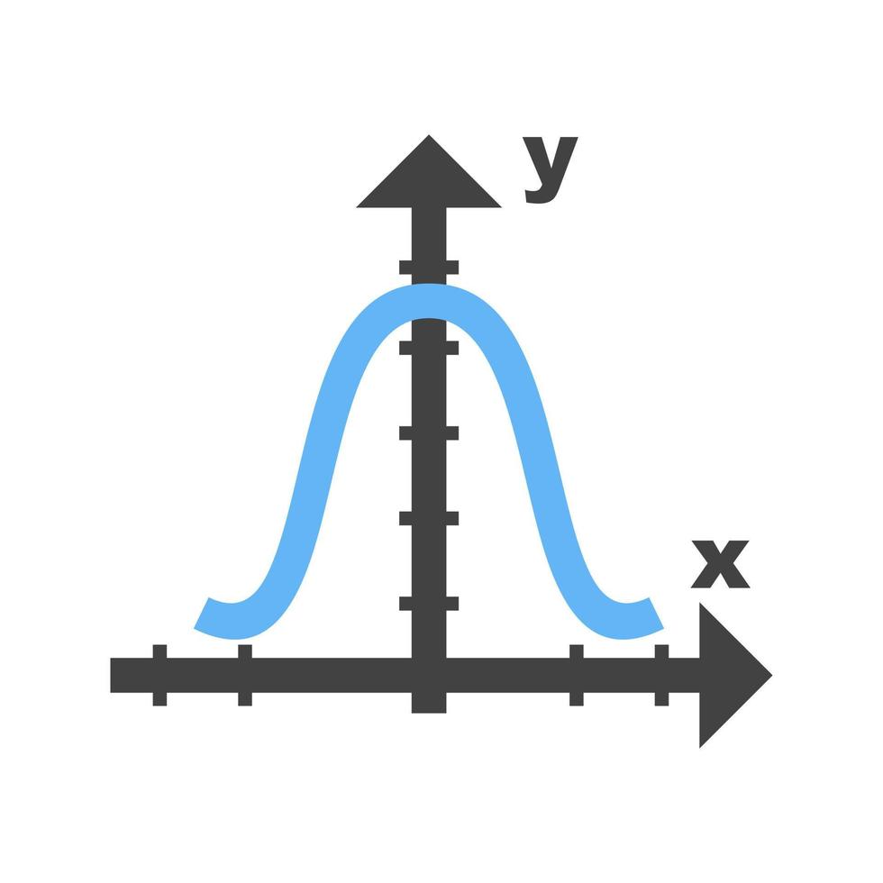 Bell Shaped Graph Glyph Blue and Black Icon vector